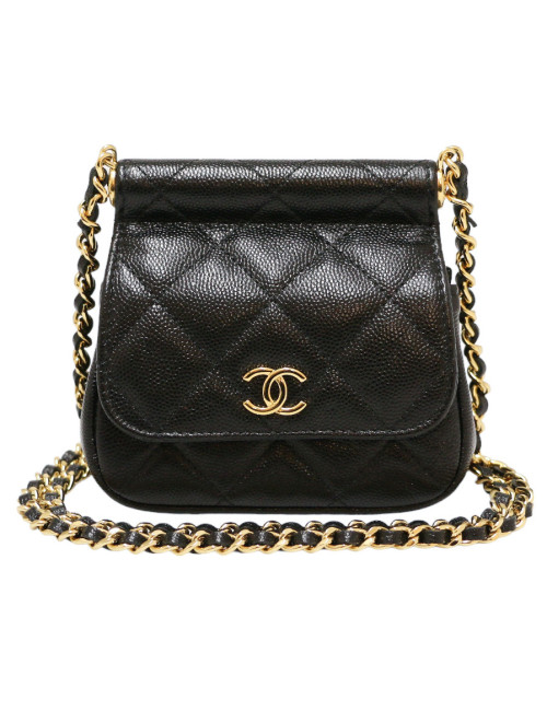 Mini sac CHANEL cuir caviar noir