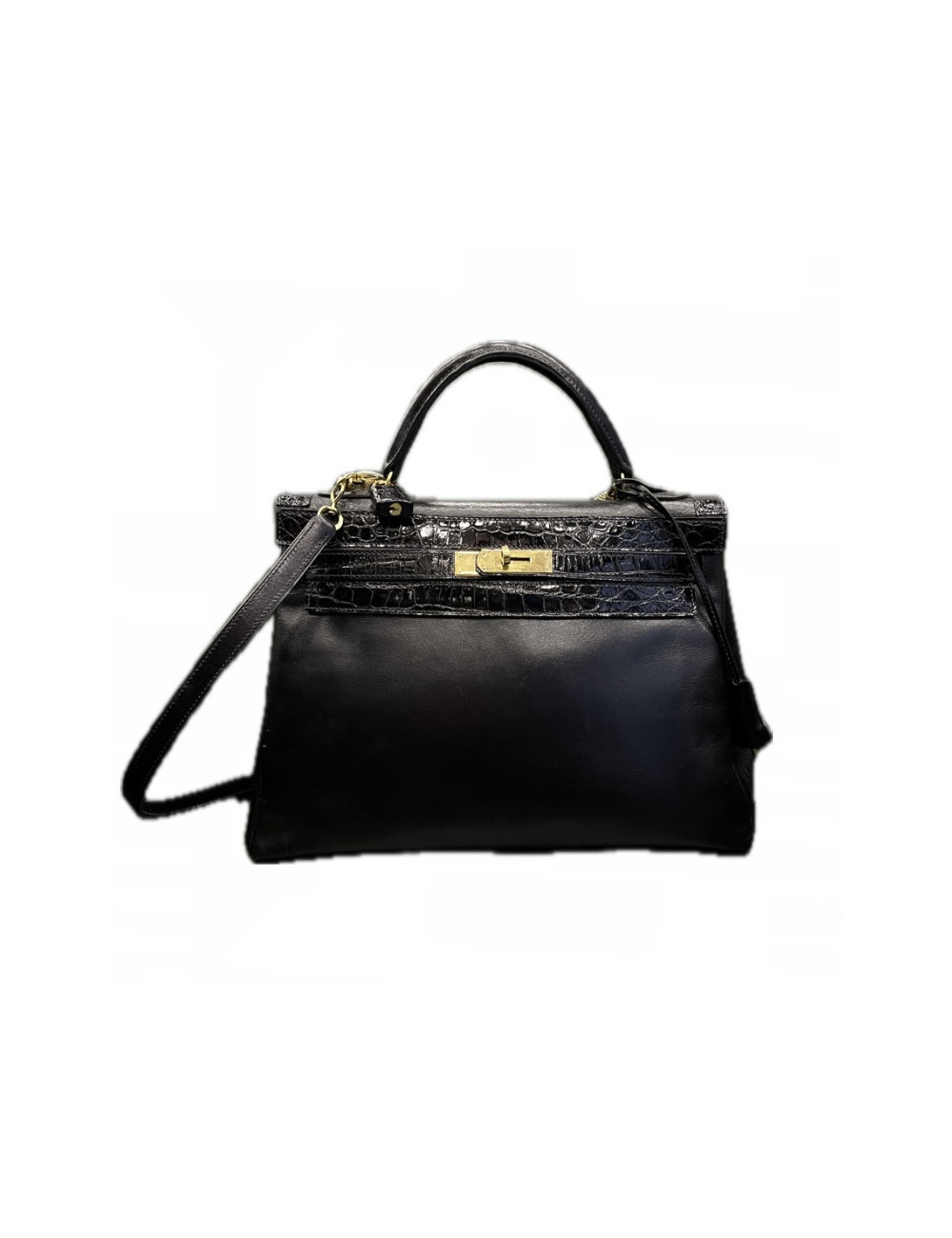 Kelly 35 HERMES box noir crocodile
