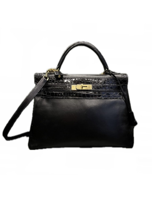 Kelly 35 HERMES box noir crocodile