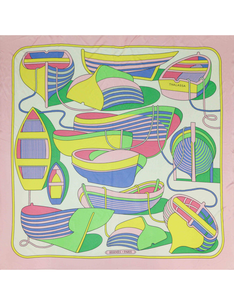 Carré HERMES jersey de soie Thalassa