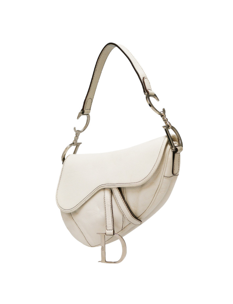 Saddle CHRISTIAN DIOR cuir grainé blanc