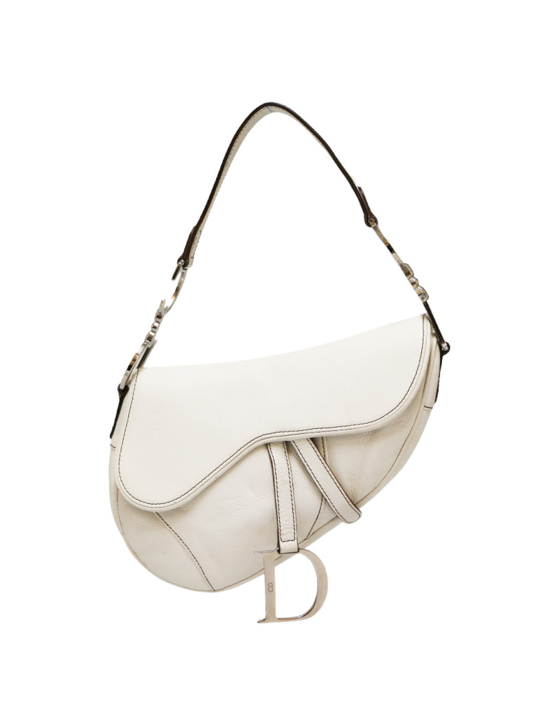 Saddle CHRISTIAN DIOR White grained leather