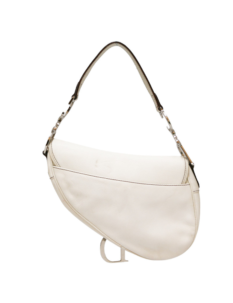 Saddle CHRISTIAN DIOR White grained leather