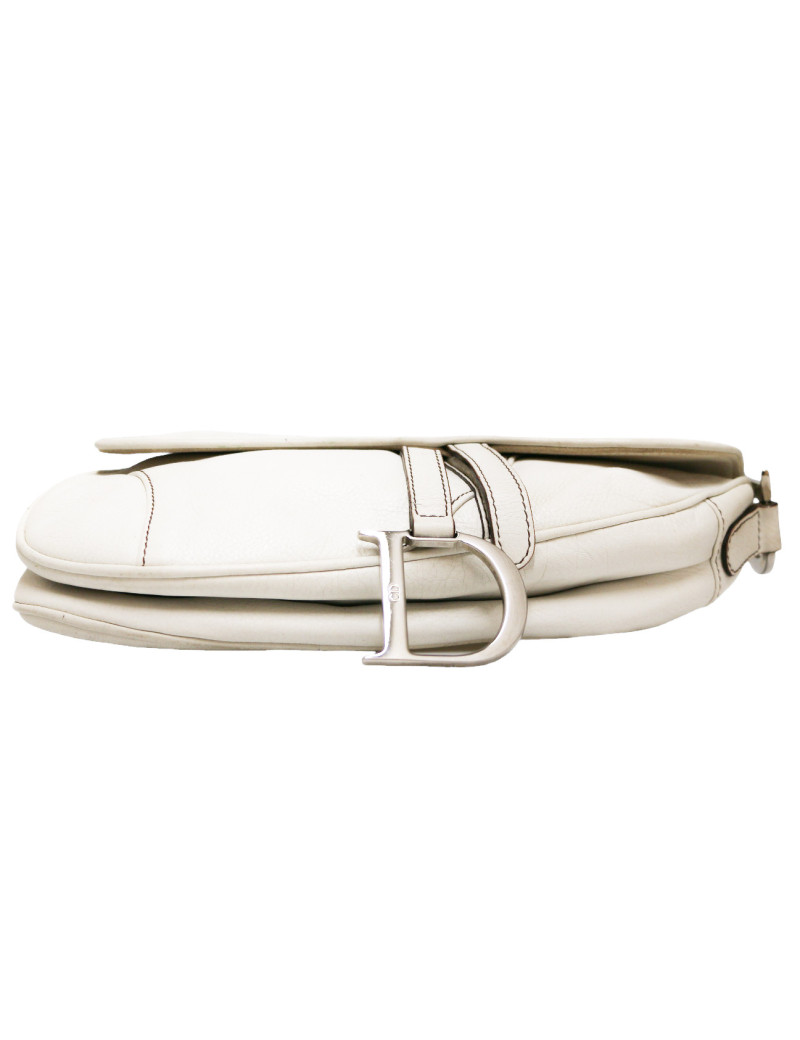 Saddle CHRISTIAN DIOR White grained leather