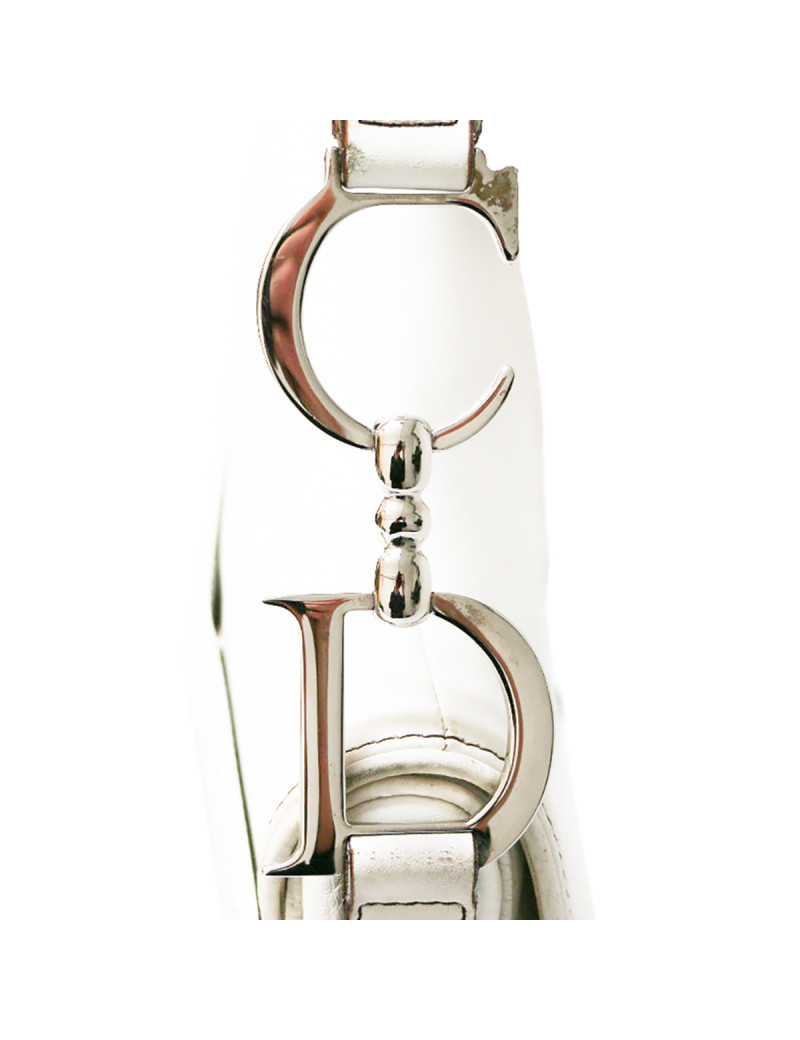Saddle CHRISTIAN DIOR White grained leather