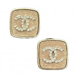CHANEL Square Earrings CC Crystals