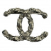 Broche CHANEL argent chaine et cuir