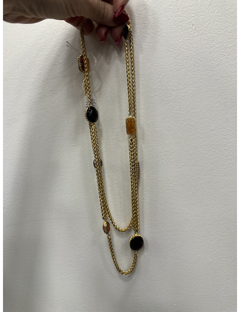 Sautoir noir MARGUERITE DE VALOIS en pâte de verre