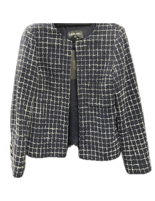 Veste T 40 CHANEL bleu blanc