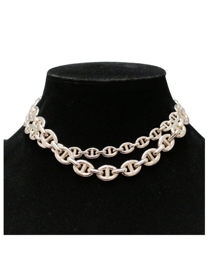 Collier HERMES chaine d'ancre double argent  