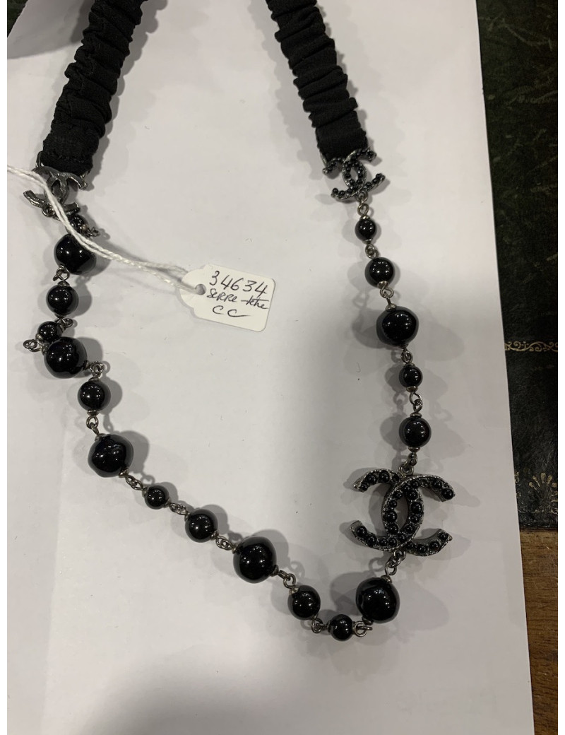 A REPARER Serre-tête CHANEL perles noires