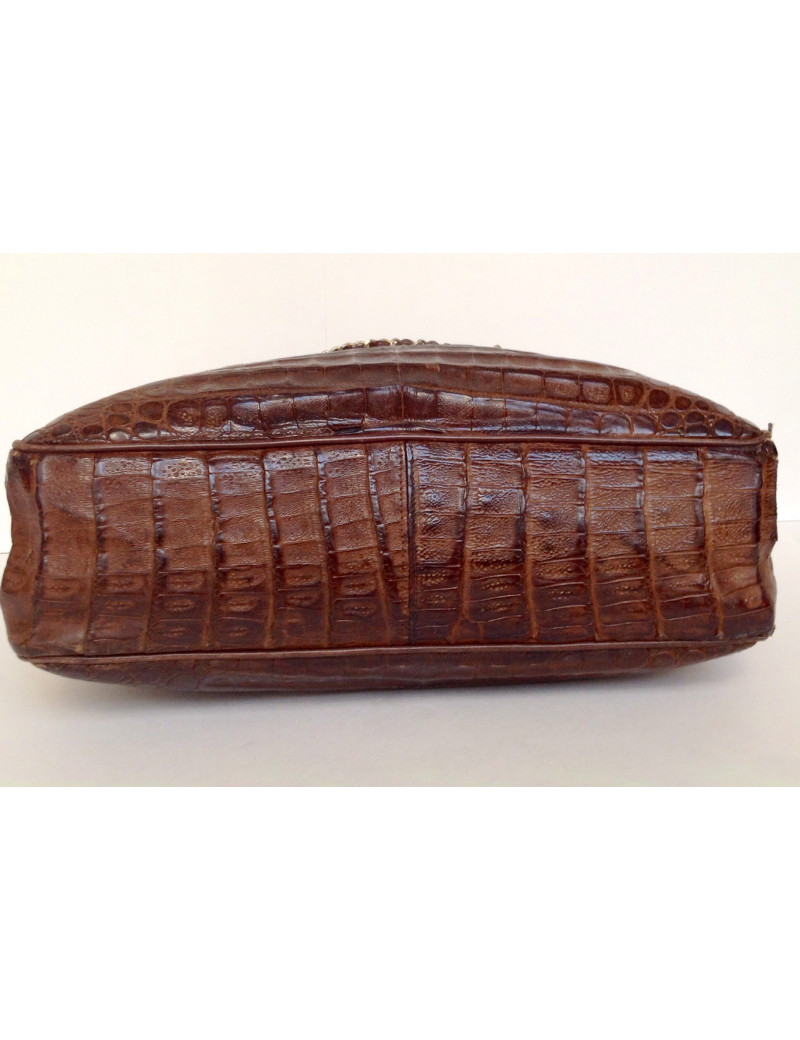 sac CHANEL, crocodile marron vintage