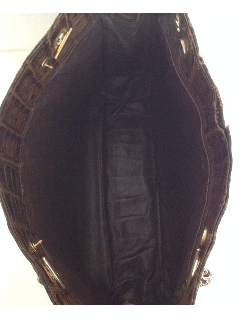 sac CHANEL, crocodile marron vintage