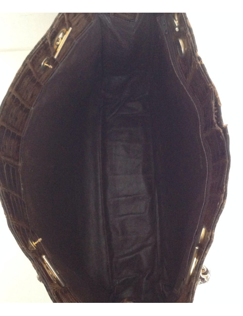 sac CHANEL, crocodile marron vintage