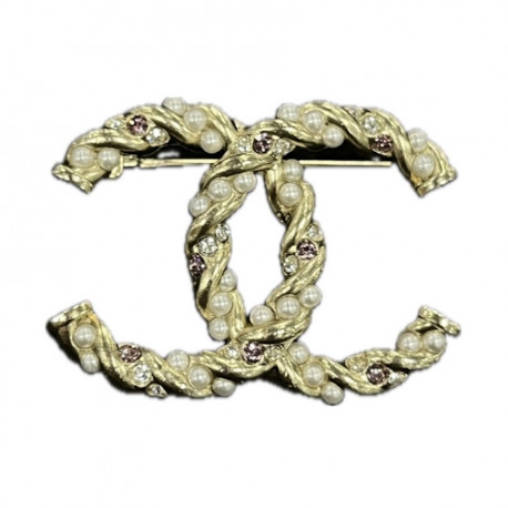 CHANEL Brooch pearls and crystals