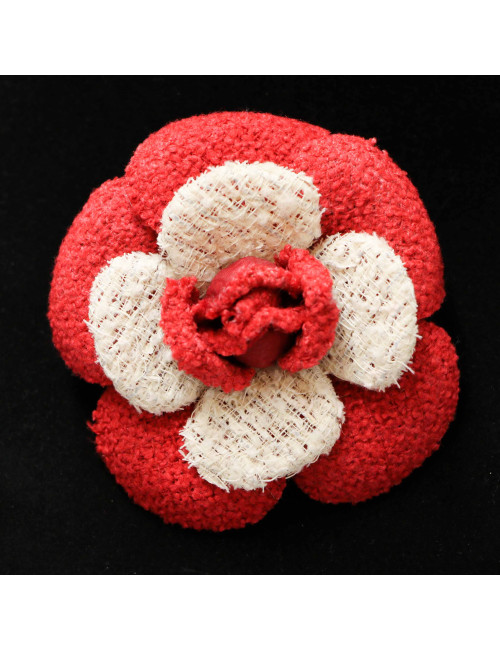 CHANEL bicolor camellia brooch