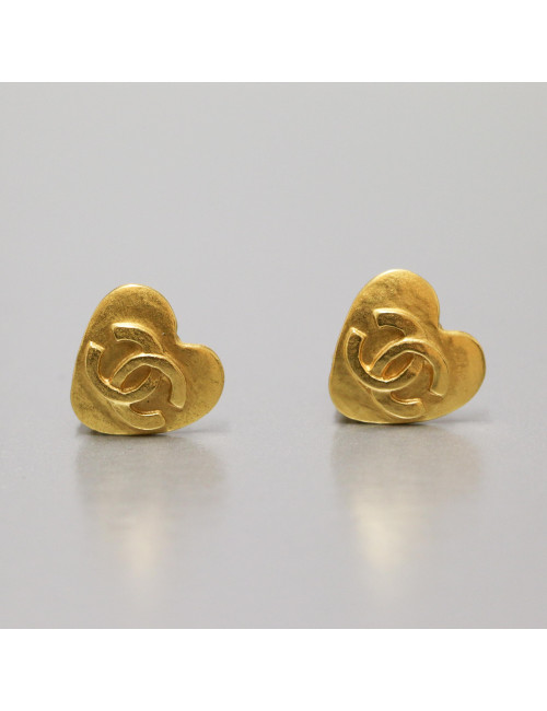 Clips coeur CHANEL dorés
