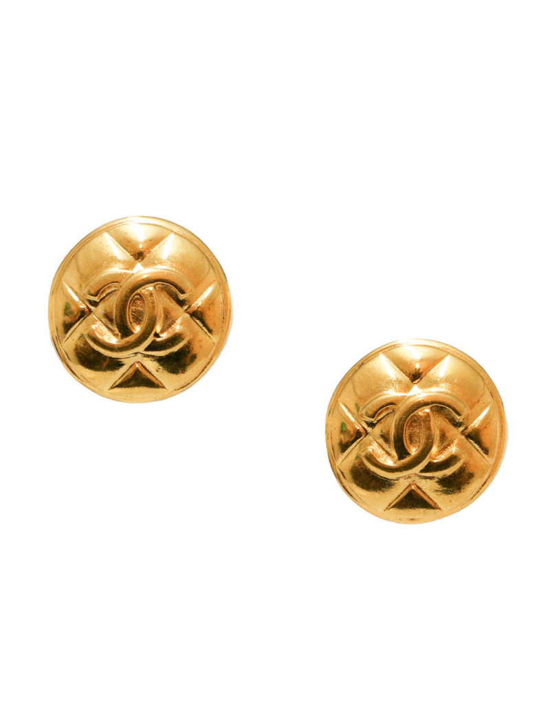 Clips vintage ronds CHANEL matelassés