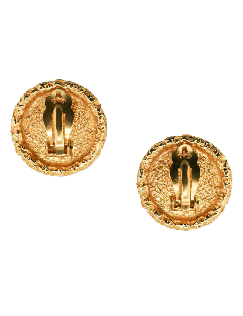 CHANEL vintage round ruby red molten glass clip-on earrings