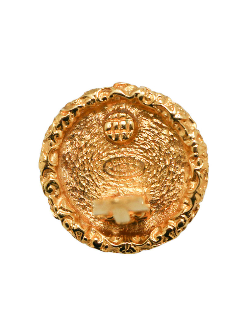 CHANEL vintage round ruby red molten glass clip-on earrings