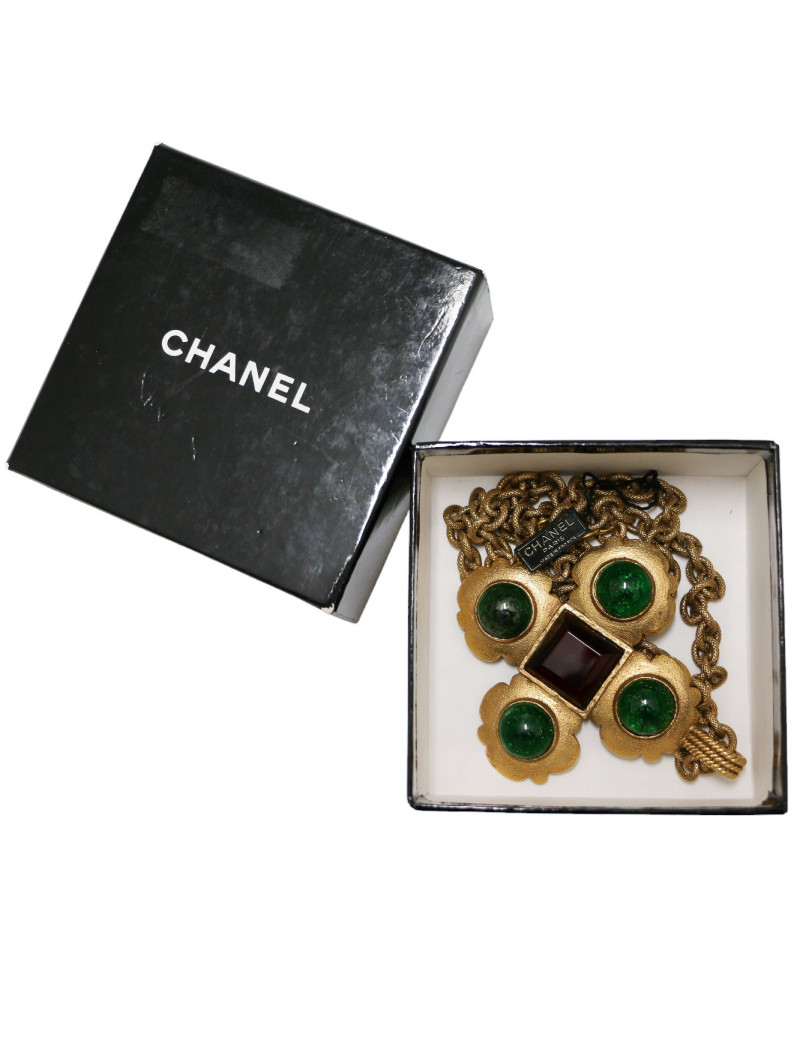 Collier vintage CHANEL pâte de verre