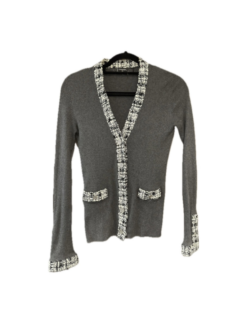 Gilet T36 CHANEL gris gansé