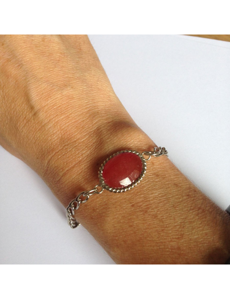 Bracelet cabochon rose bonbon MARGUERITE DE VALOIS