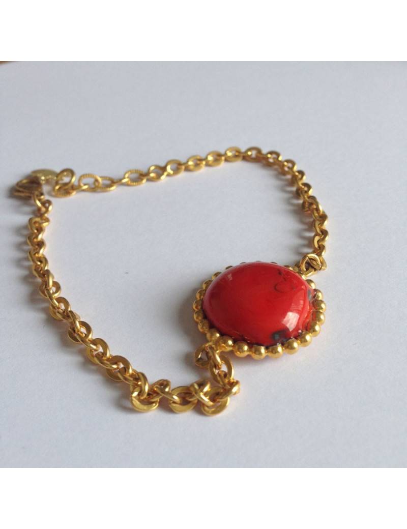 Bracelet cabochon rond rouge MARGUERITE DE VALOIS