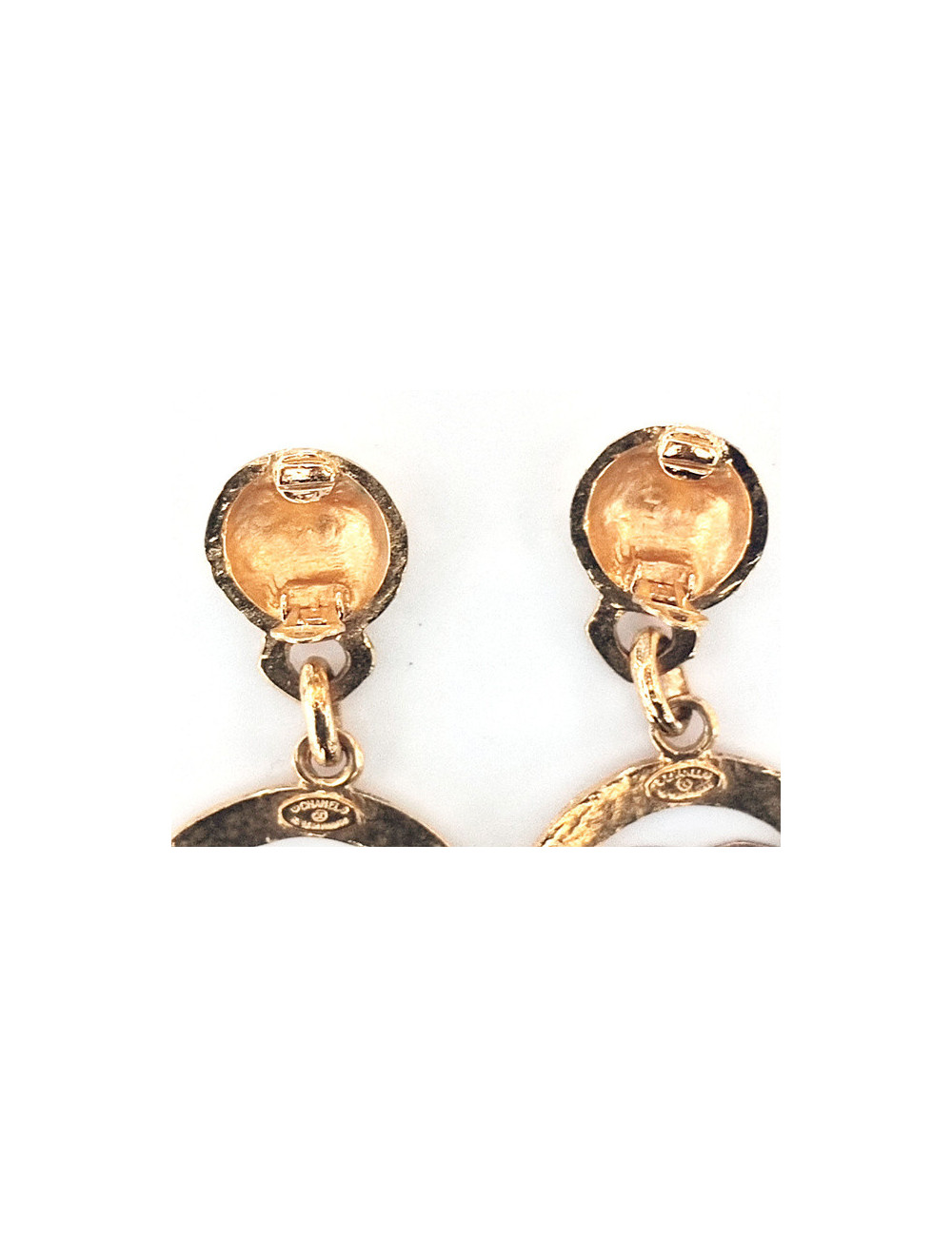 CHANEL vintage gold pendant clip-on earrings