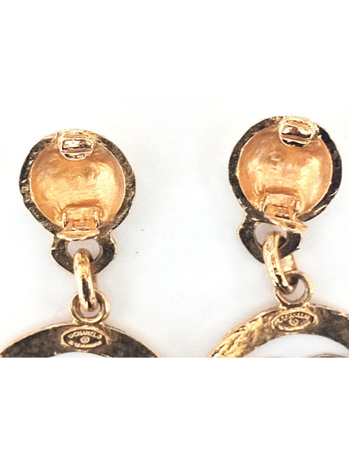 CHANEL vintage gold pendant clip-on earrings