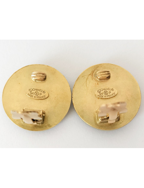 CHANEL golden and black clip-on earrings