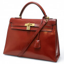 Vintage HERMES Kelly 32 Sellier in Red H box Leather