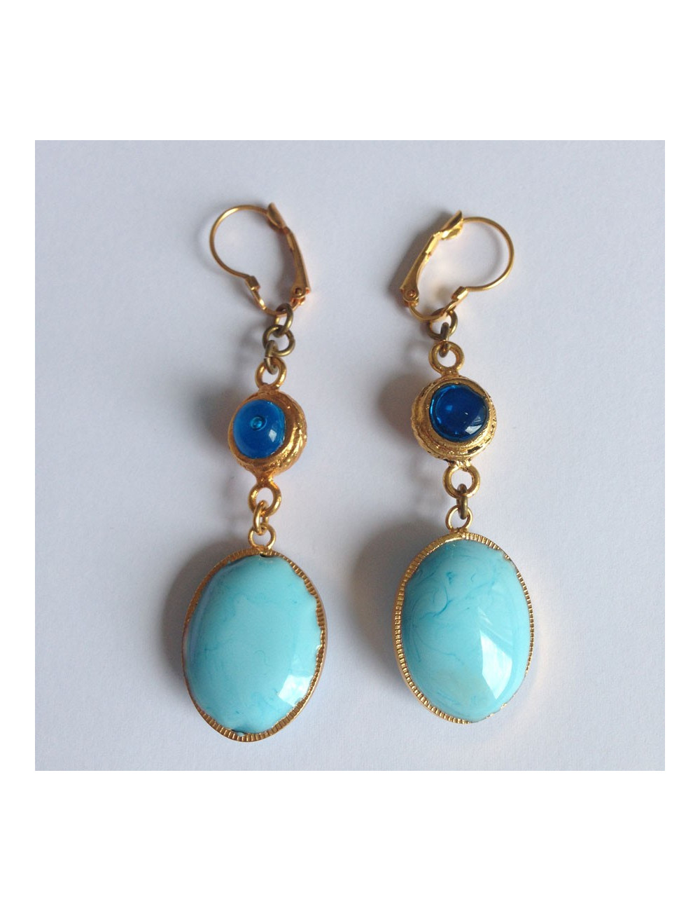 Clous pendants bleu MARGUERITE DE VALOIS