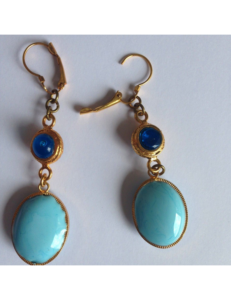 Clous pendants bleu MARGUERITE DE VALOIS