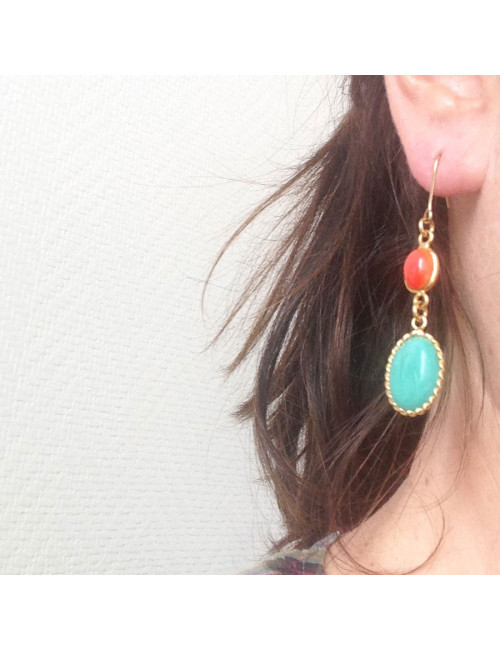 Clous pendants bicolore MARGUERITE DE VALOIS