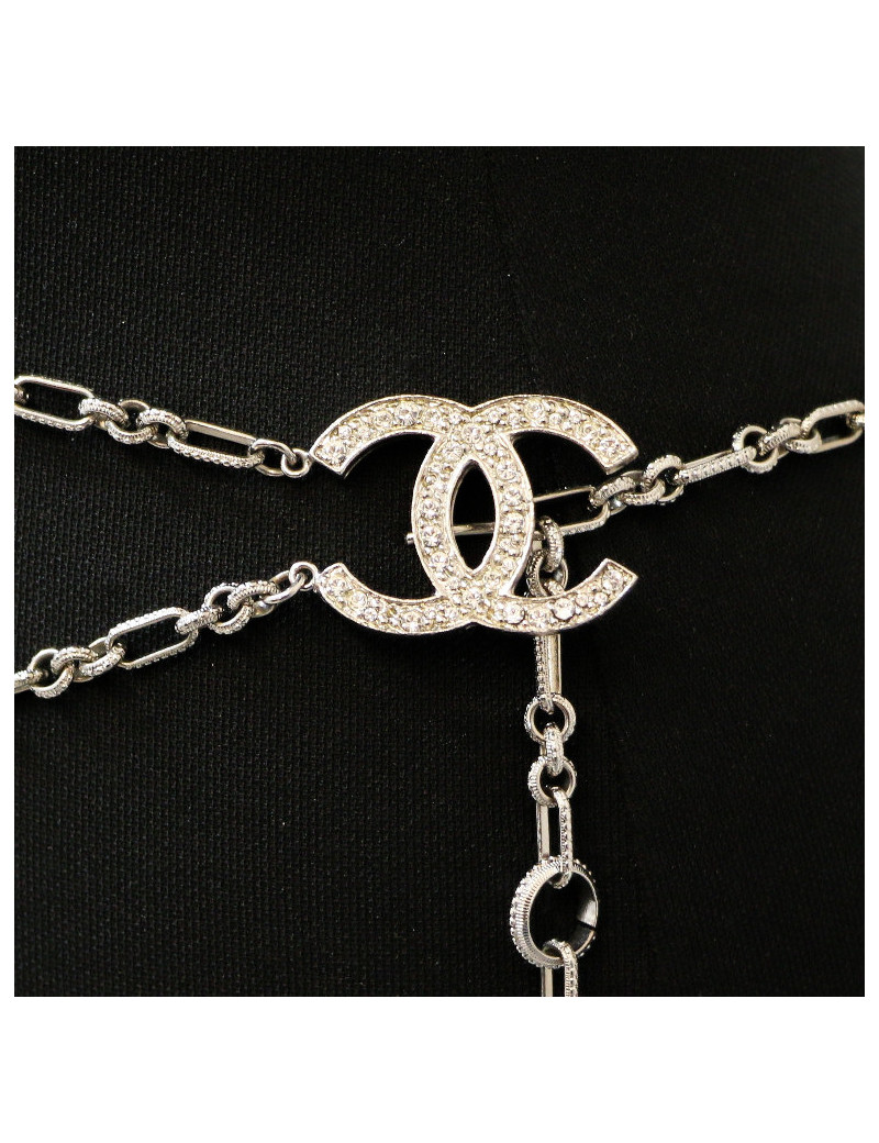 Chanel silver finish belt