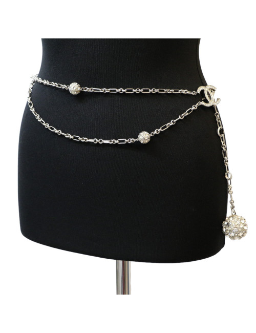 Chanel silver finish belt