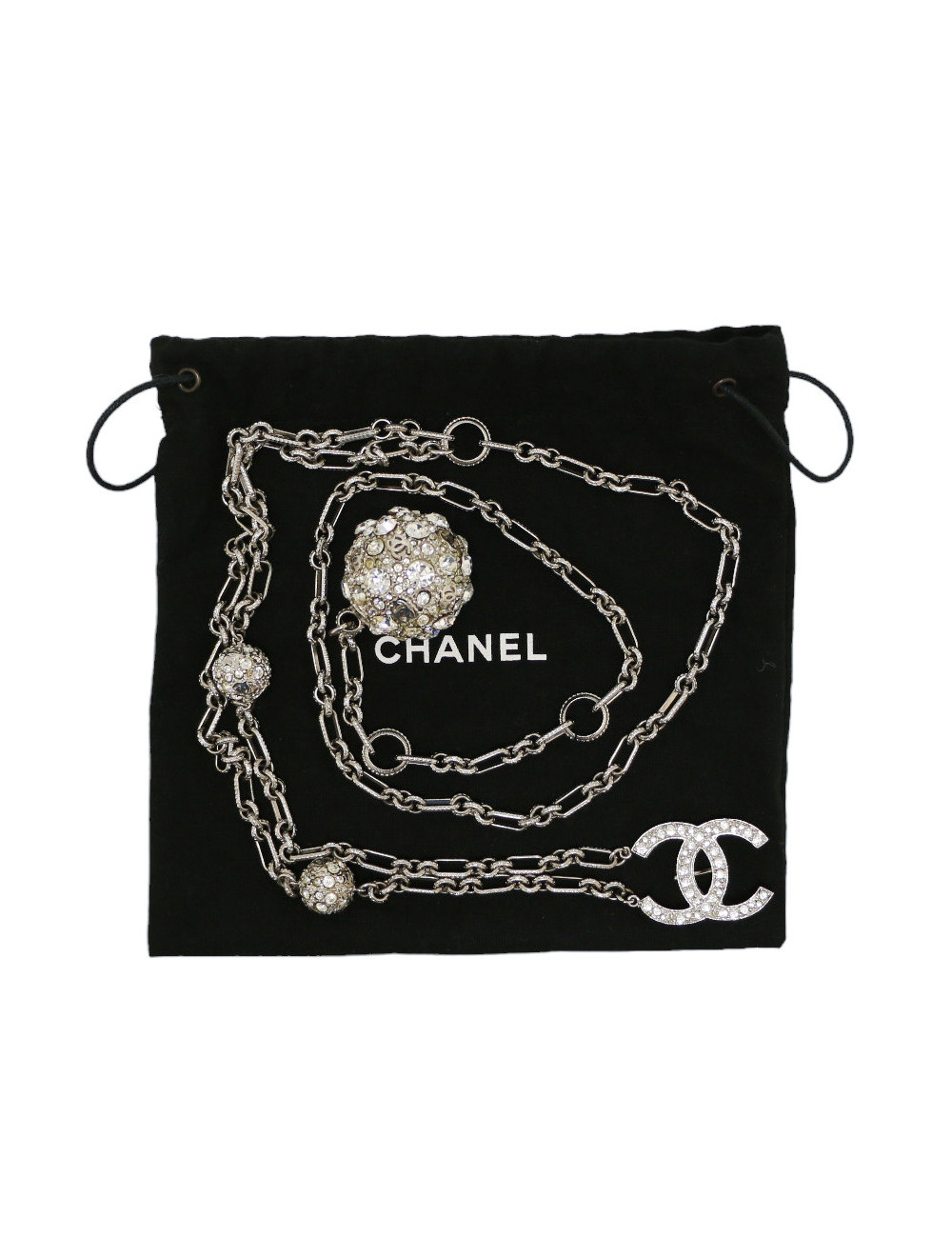 Chanel silver finish belt