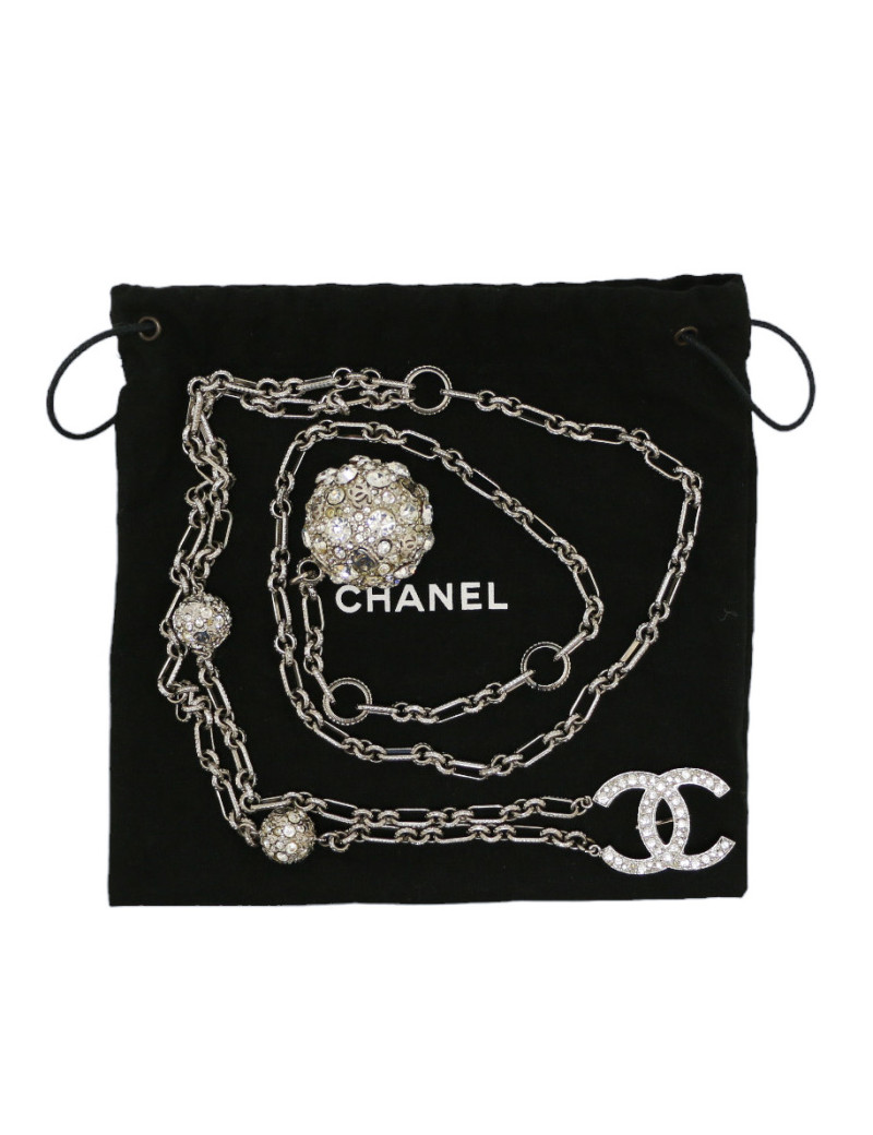 Chanel silver finish belt
