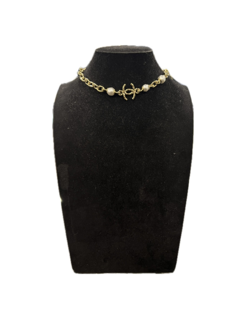 Chocker CHANEL perles et chaine