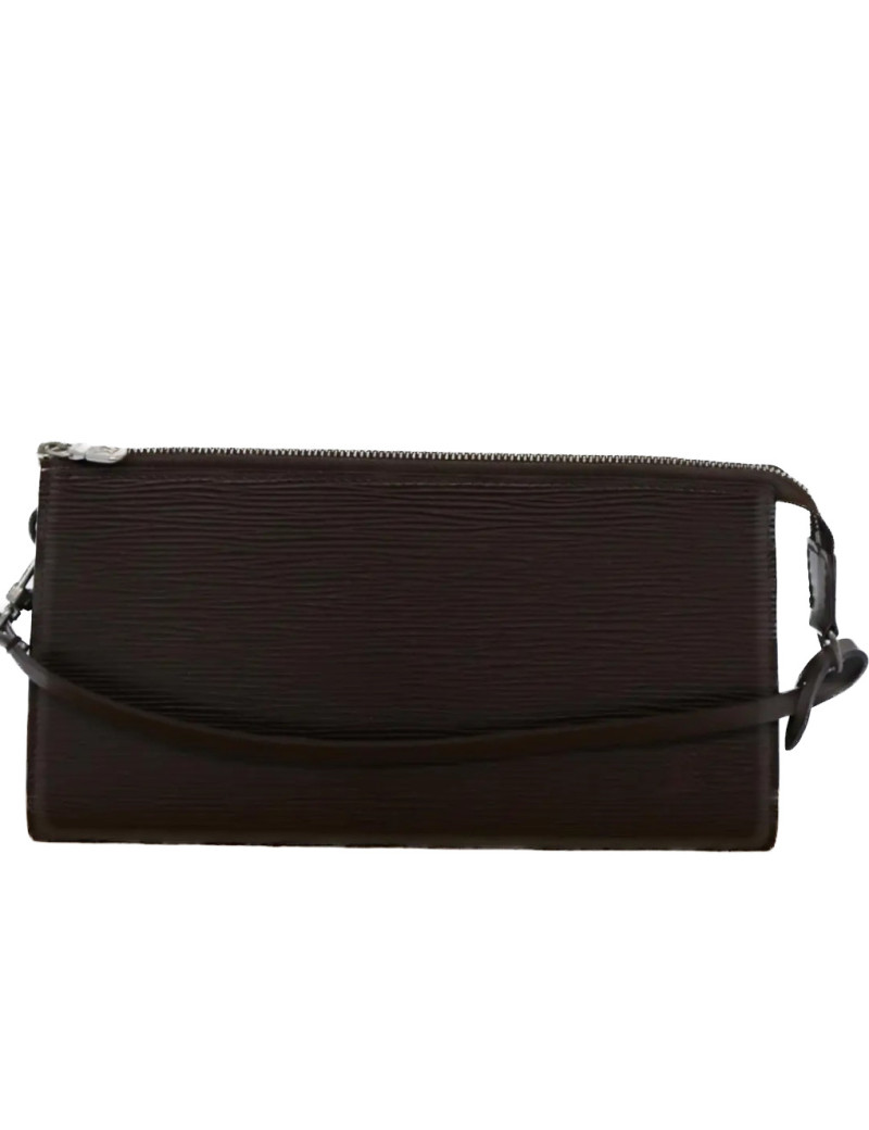 Pochette accessoire LOUIS VUITTON cuir épi moka