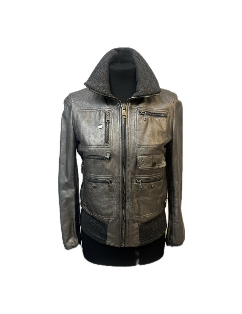 Blouson DOLCE & GABBANA T36 cuir gris acier