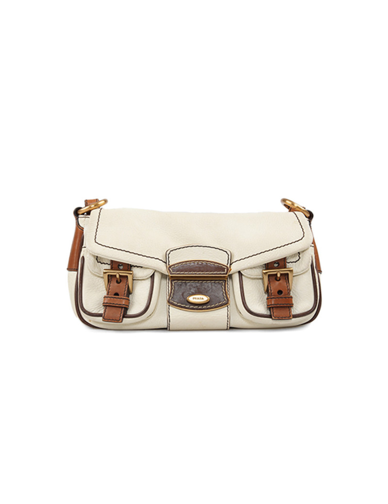 Sac PRADA bicolore beige marron
