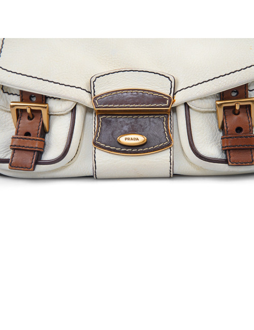 Sac PRADA bicolore beige marron