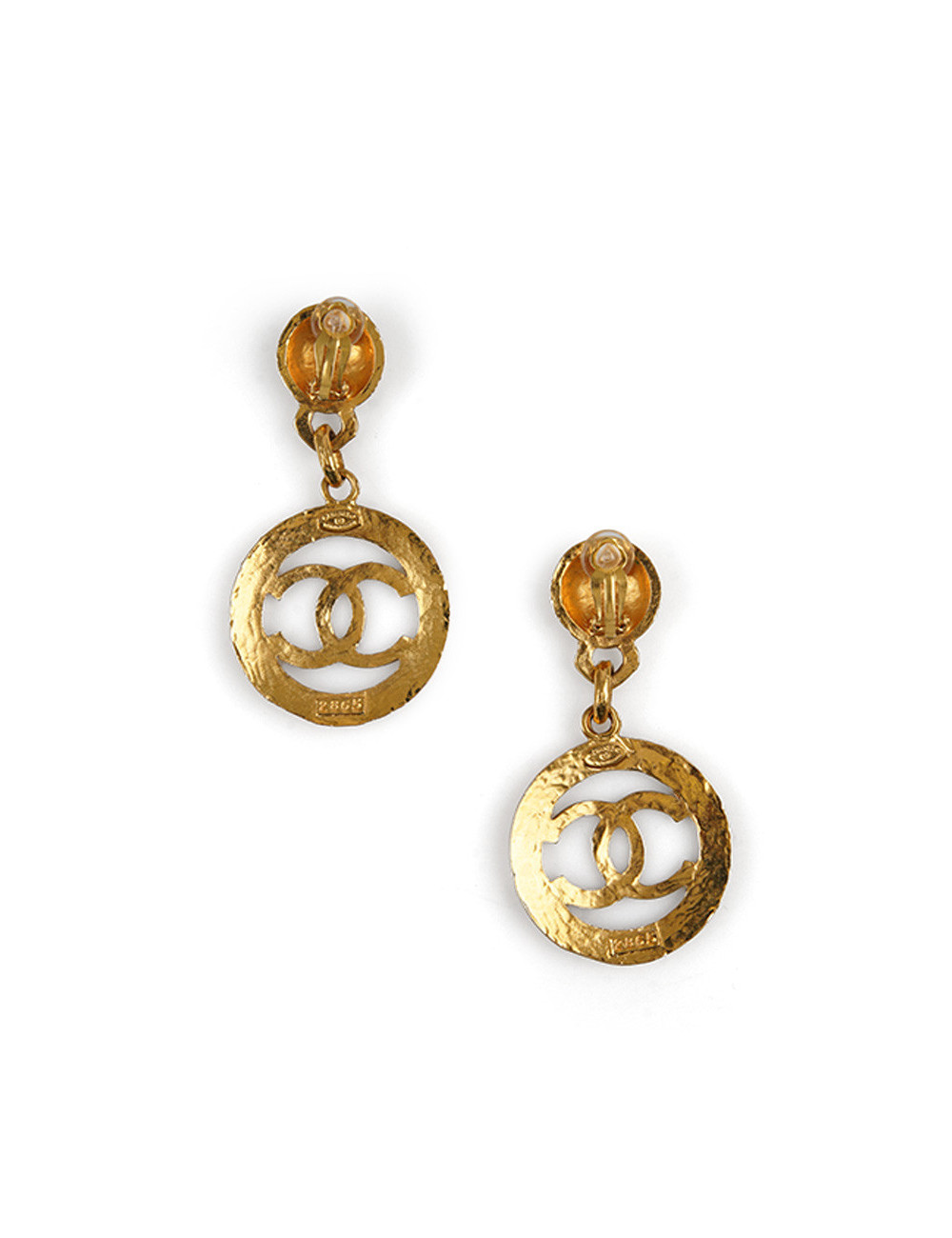 CHANEL vintage gold pendant clip-on earrings