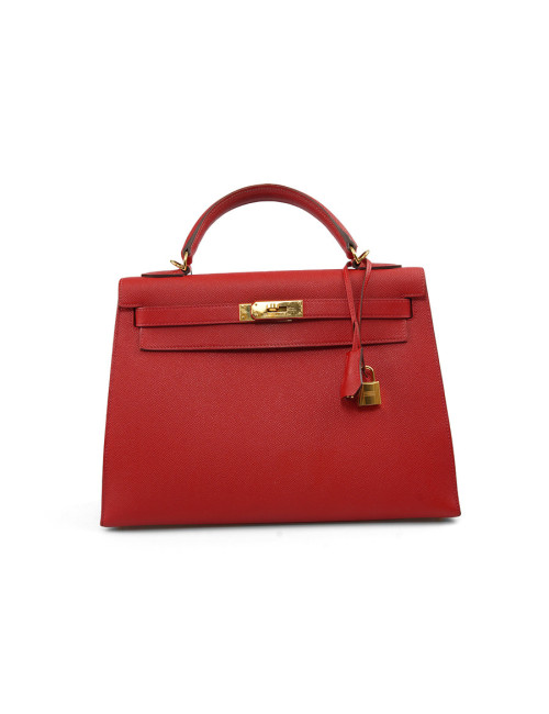 Kelly II sellier HERMES 32 Epsom rouge casaque