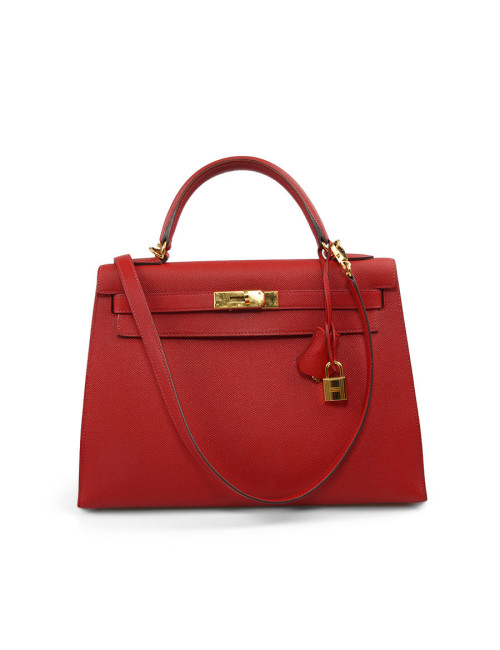 Kelly II sellier HERMES 32 Epsom rouge casaque