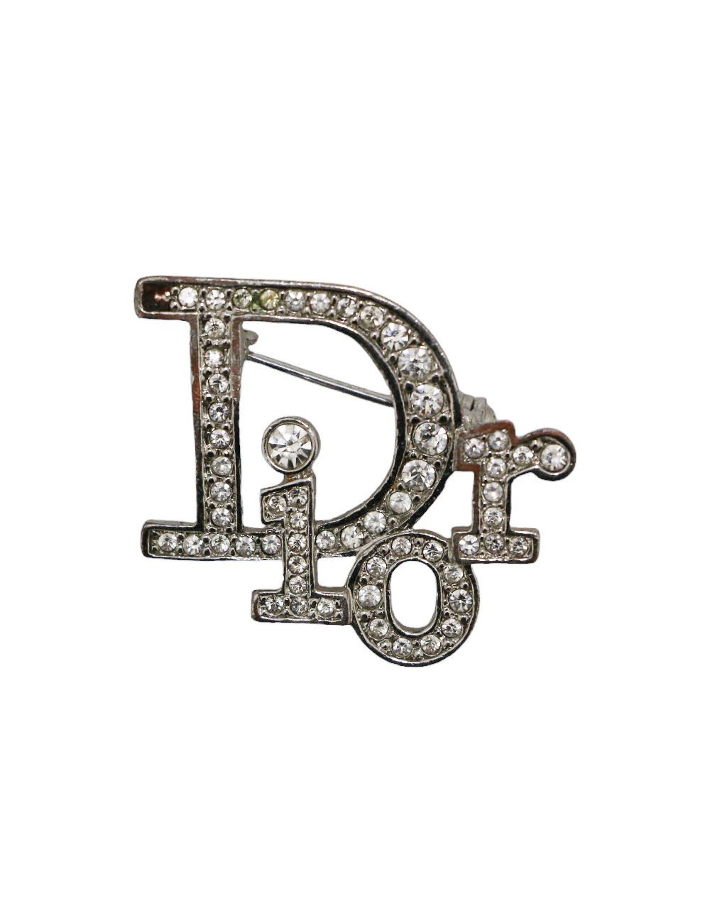 Broche CHRISTIAN DIOR argent strass