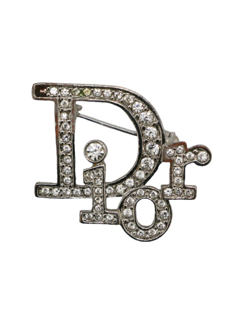 Broche CHRISTIAN DIOR argent strass