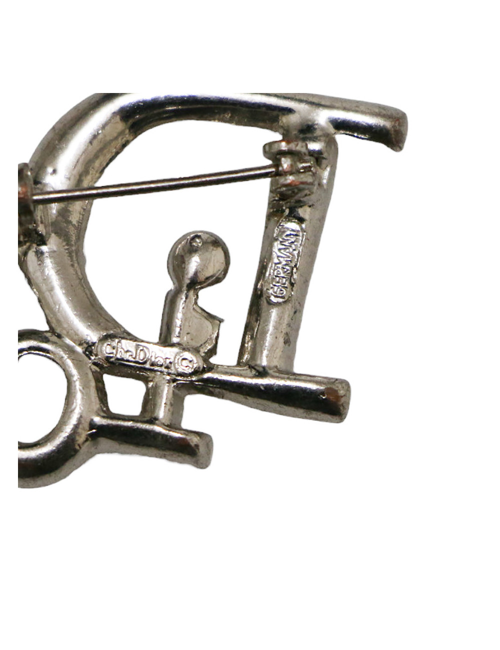 Broche CHRISTIAN DIOR argent strass